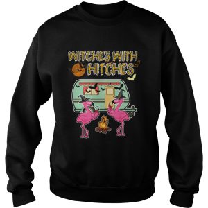 Halloween Flamingo Witches With Hitches Wine Lover Gift TShirt 3