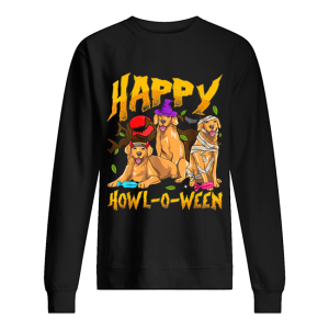 Halloween Golden Retriever Mom Dad HAPPY HOWL O WEEN Goldies shirt 2