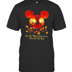 Halloween Mickey Mouse It’S The Most Wonderful Time Of The Year Leaves Map T-Shirt