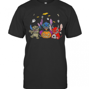 Halloween Stitch Bat And Pumpkin T-Shirt