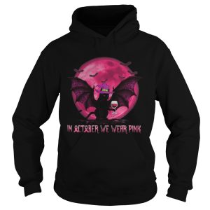 Halloween bat cat witch in october we wear pink moon shirt 1