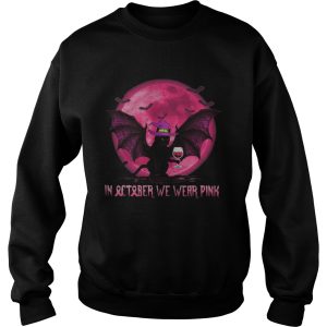 Halloween bat cat witch in october we wear pink moon shirt