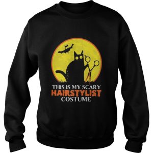 Halloween black cat this is my scary hairstylist costume sunset shirt 2