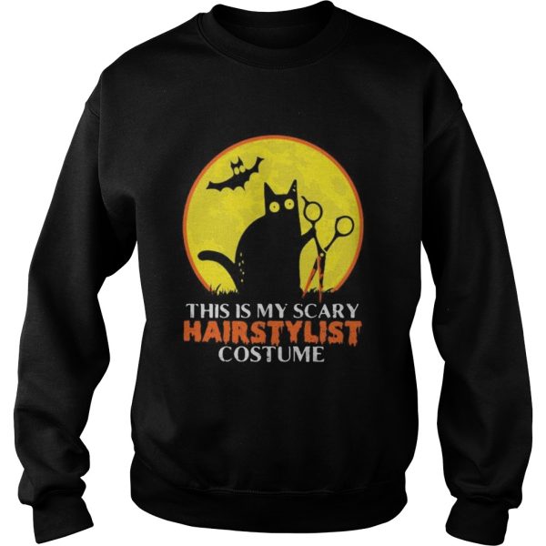 Halloween black cat this is my scary hairstylist costume sunset shirt