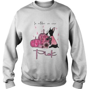 Halloween chihuahua in october we wear pink sunflower pumpkins and cancer awareness shirt 2