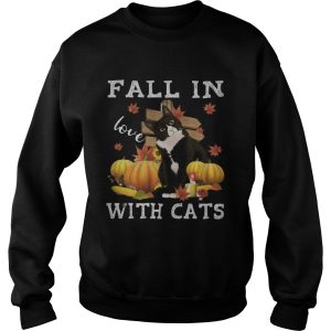 Halloween fall in love with cats pumpkins shirt 2