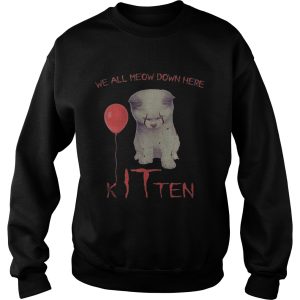 Halloween pennywise cat all meow down here kitten shirt 2