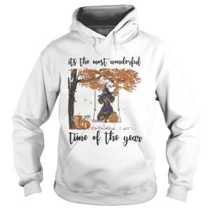 Halloween witch dachshund its the most wonderful time of the year leaves tree shirt