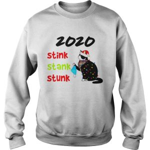 Hand Black Cat Santa Holding Mask 2020 Stink Stank Stunk Christmas Light shirt 2