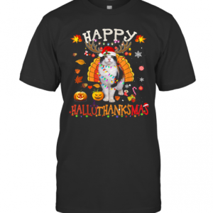 Happy Hallothanksmas Halloween Thanksgiving Xmas T-Shirt