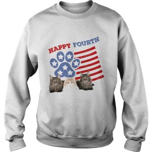 Happy fourth paw Cat American flag veteran Independence day shirt