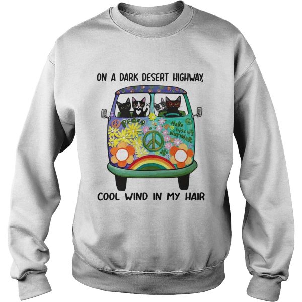 Hippie bus cats in a dark desert highway cool wind in my hair t-shirt