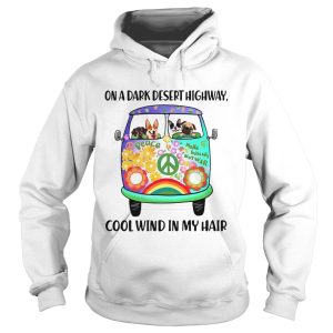 Hippie bus dogs in a dark desert highway cool wind in my hair t-shirt