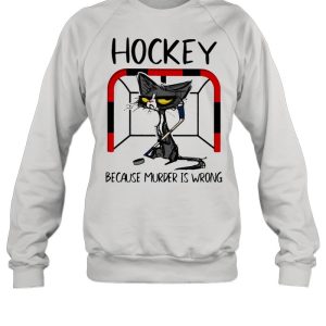 Hockey Because Murder IS Wrong Cat Shirt 2