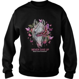 Horse And Butterfly Never Give Up Breast Cancer Awareness shirt 3