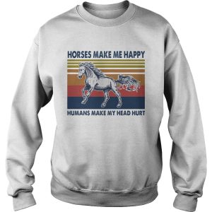 Horse make me happy humans make my head hurt vintage retro shirt 2