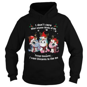 I Dont Care What Anyone Thinks Of Me Except Unicorns Merry Christmas shirt