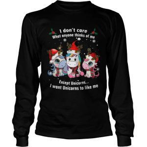 I Dont Care What Anyone Thinks Of Me Except Unicorns Merry Christmas shirt 2