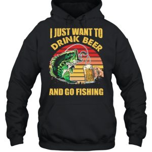 I Just Want To Drink Beer And Go Fishing Vintage Retro shirt 3