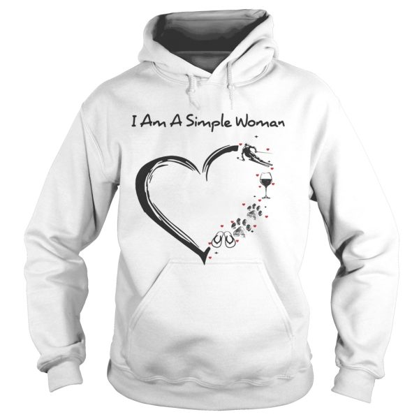 I am a simple woman heart snowboard wine paw dog camping shirt