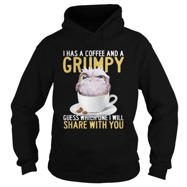 I has a coffee and a grumpy guess which one I will share with you owl shirt