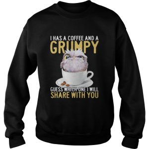 I has a coffee and a grumpy guess which one I will share with you owl shirt