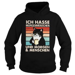 Ich Hasse Morgenmenschen Und Morgen And Menschen Black Cat Vintage Retro shirt