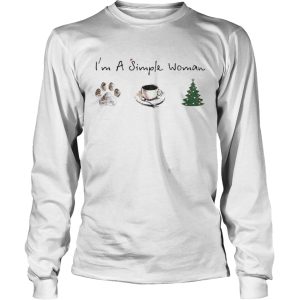 Im A Simple Woman Dog Paw Coffee And Tree Christmas Shirt 2