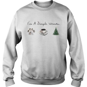 Im A Simple Woman Dog Paw Coffee And Tree Christmas Shirt 3