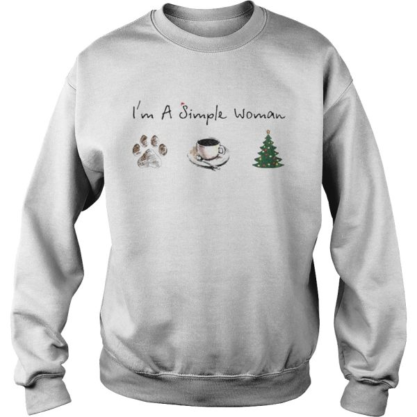 Im A Simple Woman Dog Paw Coffee And Tree Christmas Shirt