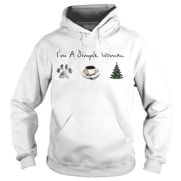 Im A Simple Woman Dog Paw Coffee And Tree Christmas ShirtCopy