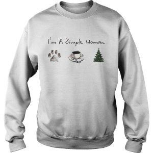 Im A Simple Woman Dog Paw Coffee And Tree Christmas ShirtCopy 3