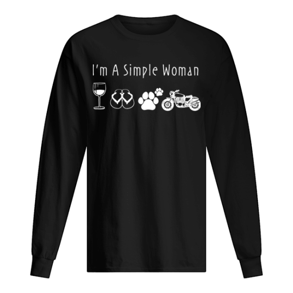 I’m A Simple Woman Loves Motorcycle Dog Wine T-Shirt