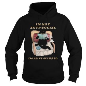 Im Not Anti Social Im Anti Stupid Cat Drink Coffee shirt 1