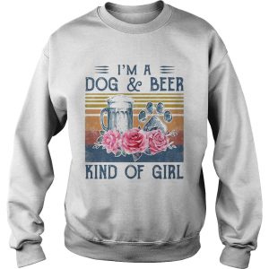 Im a paw dog and beer kind of girl flowers vintage retro shirt