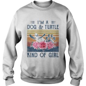 Im a paw dog and turtle kind of girl flowers vintage retro shirt 2