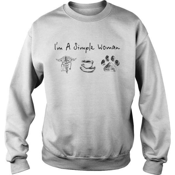 Im a simple woman CNA coffee paw dog shirt