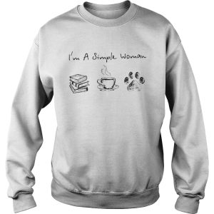 Im a simple woman books coffee dog paw shirt