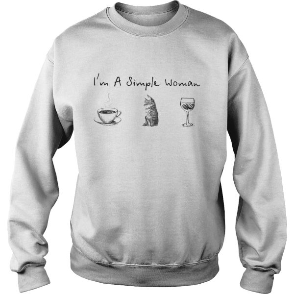 Im a simple woman coffee cat wine shirt