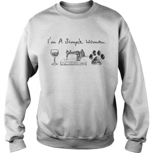 Im a simple woman wine sewing paw dogs shirt