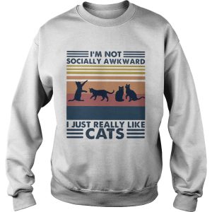 Im not socially awkward i just really like cats vintage retro shirt