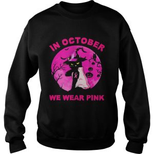 In October We Wear Pink Cat Moonlight Halloween shirt