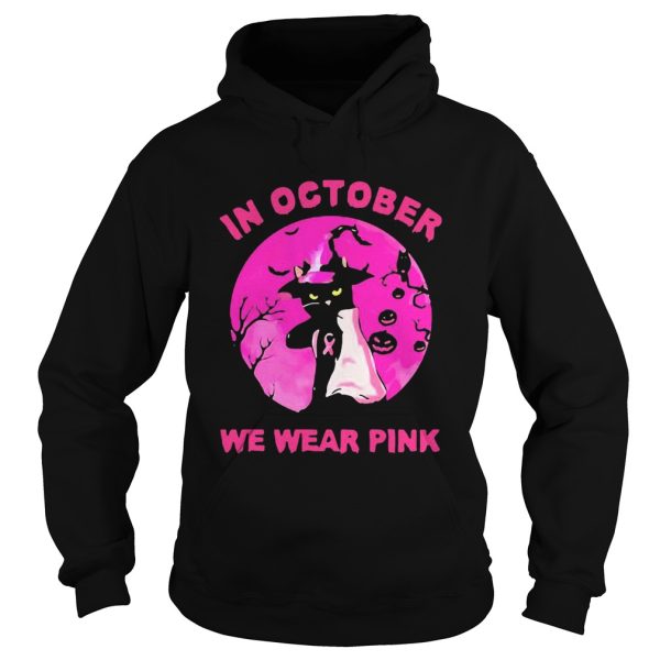 In October We Wear Pink Cat Sunset Halloween shirt