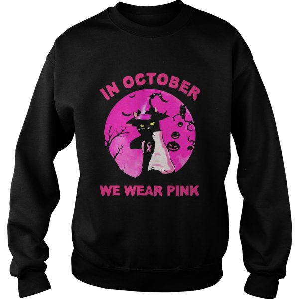 In October We Wear Pink Cat Sunset Halloween shirt