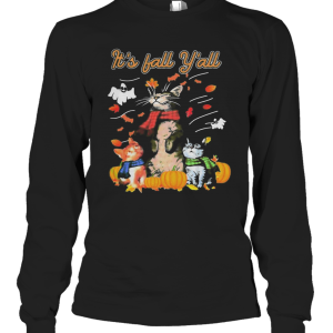 Its Fall YaLl Cats Pumpkin Halloween T Shirt 1