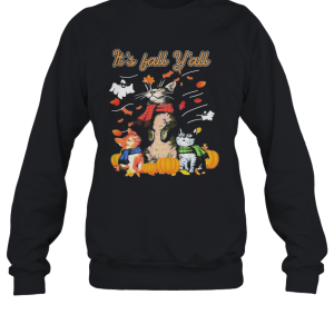 Its Fall YaLl Cats Pumpkin Halloween T Shirt 2