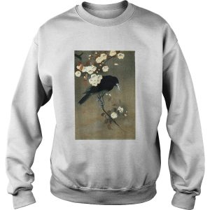 Japanese Aesthetic Crow Cherry Blossom Woodblock shirt 3