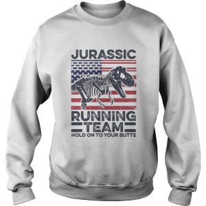 Jurassic Running Team Hold On To Your Butts Dinosaur American Flag Independence Day shirt 2