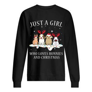 Just A Girl Who Love Bunnies And Christmas shirt 2