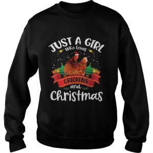 Just A Girl Who Love Chickens And Christmas shirt 3